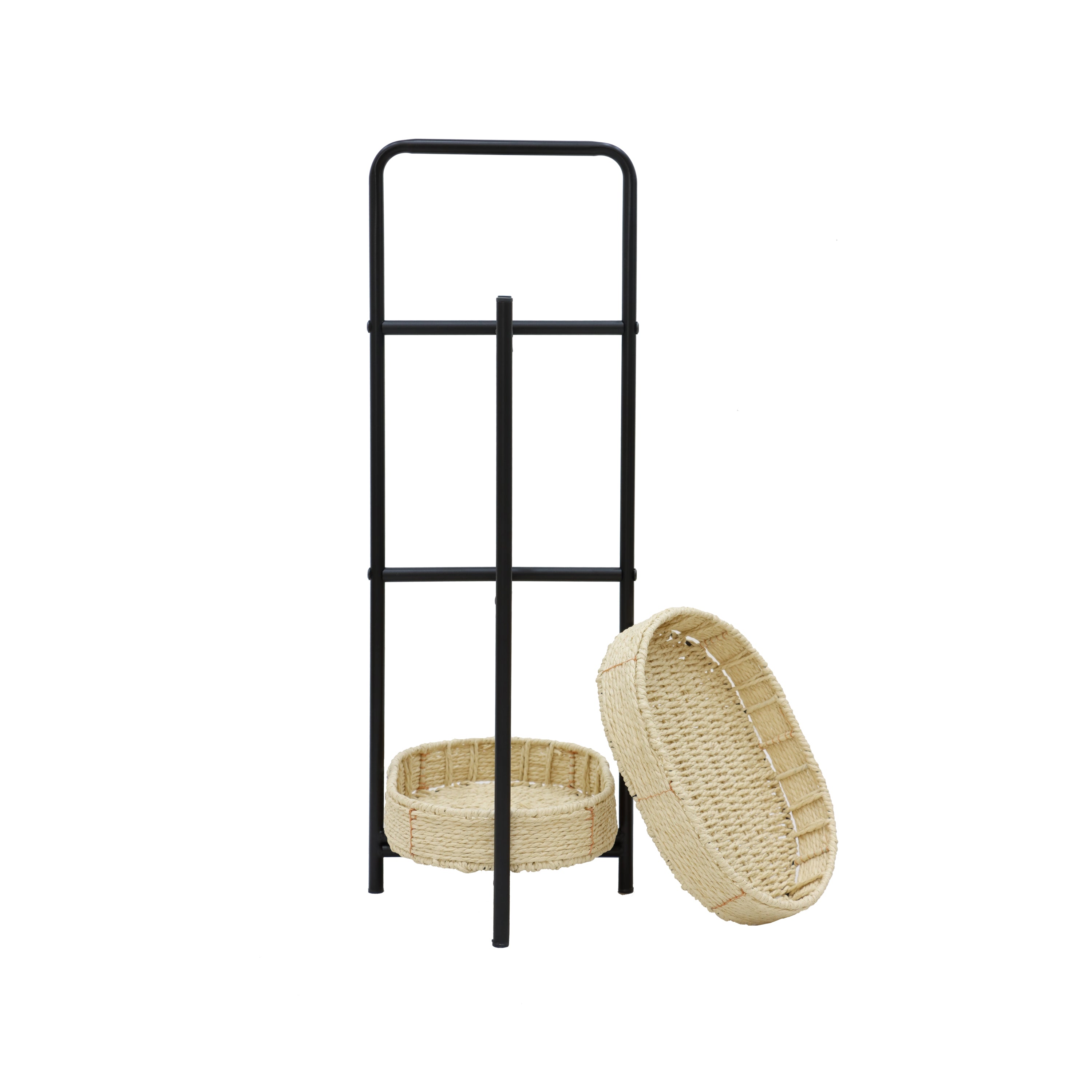 3 Tiers Tray Tables Paper Rope Woven Side Table