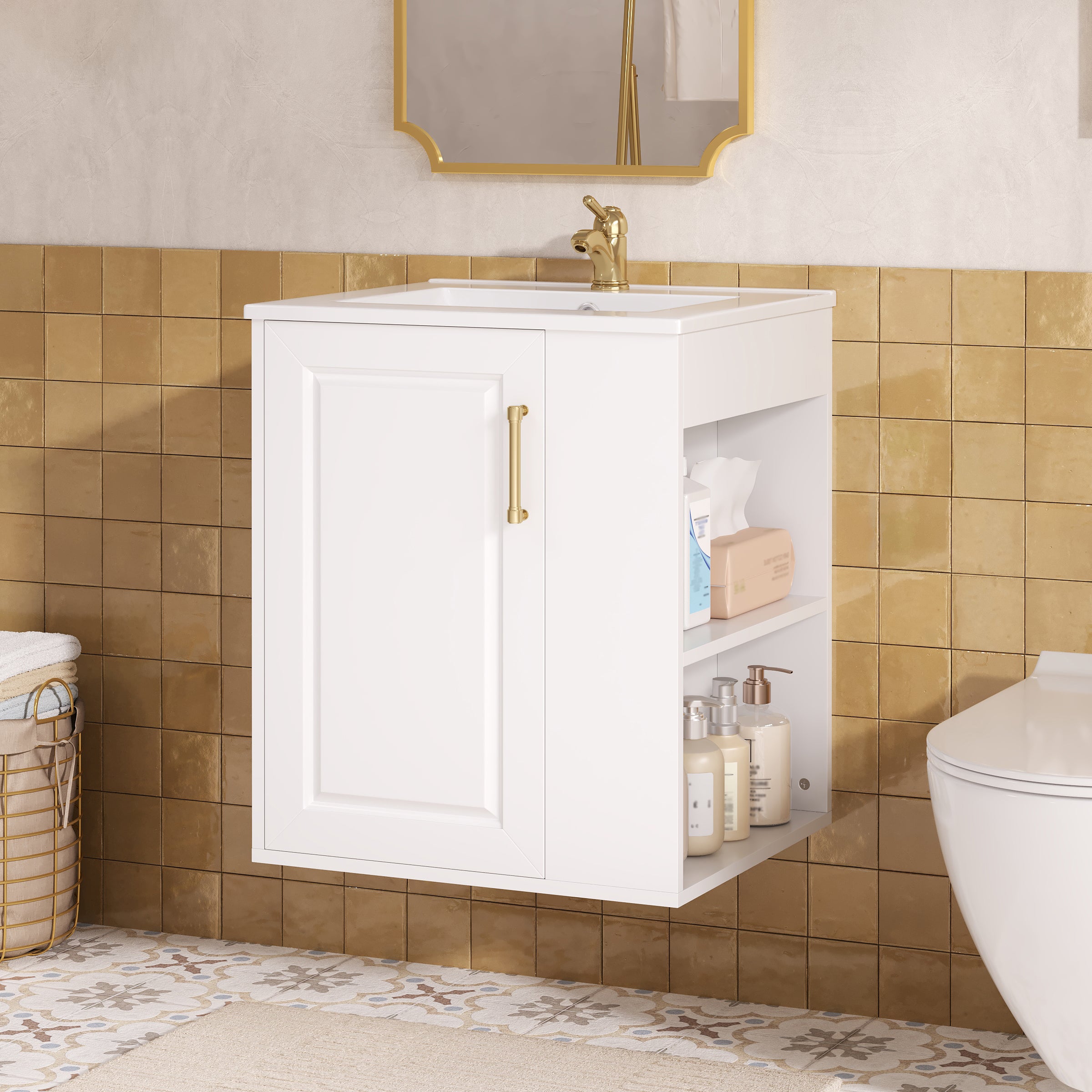 20" Wall Mounted Bathroom Cabinet with Sink Combo