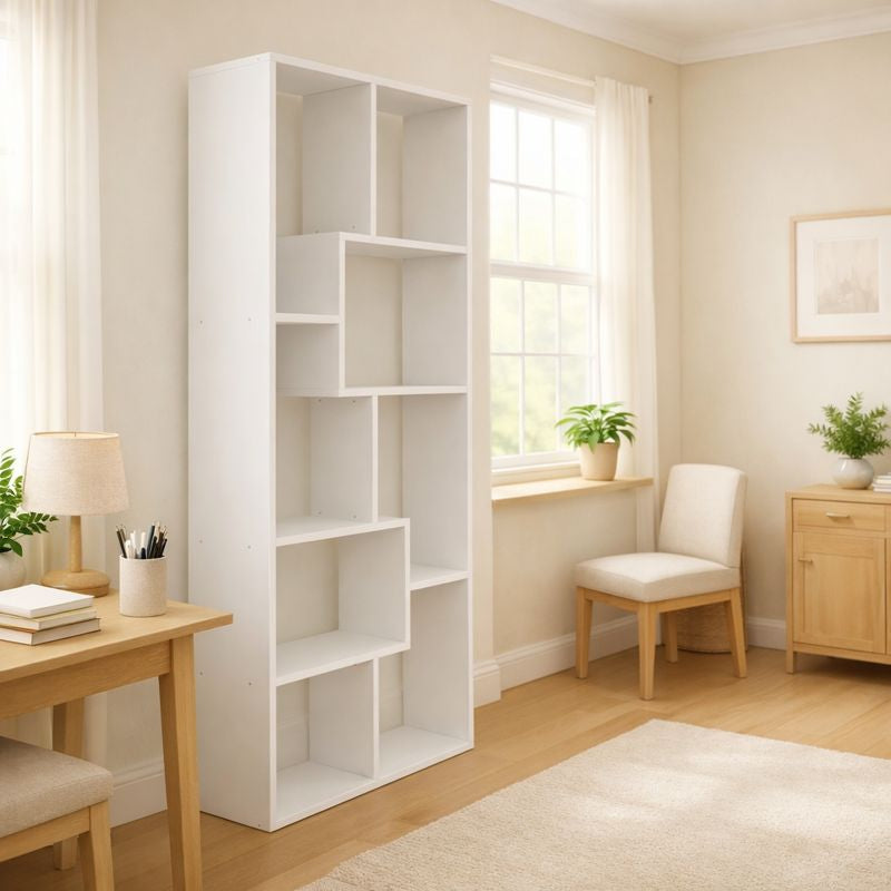 Asymmetrical Display Shelf & Bookcase, 5-Tier