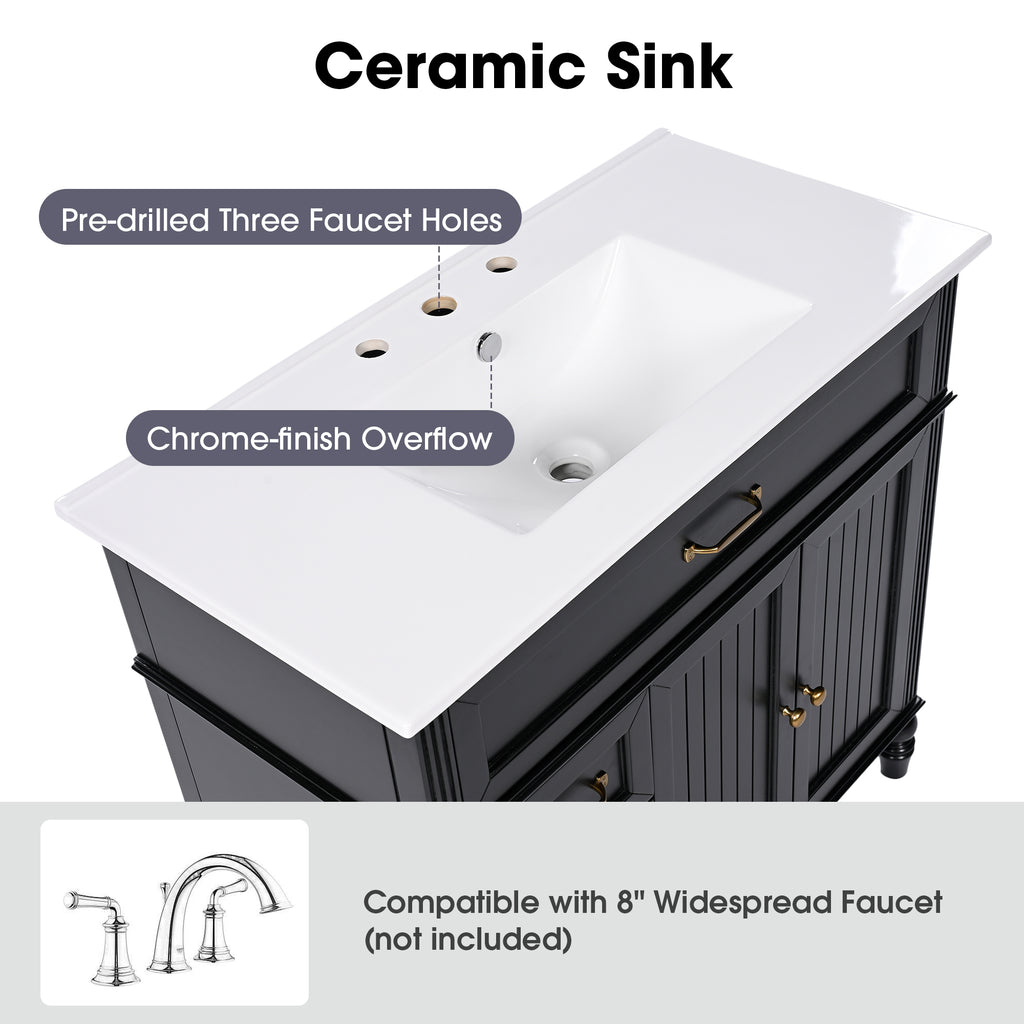 36" Bathroom Vanity with Sink and Drawers