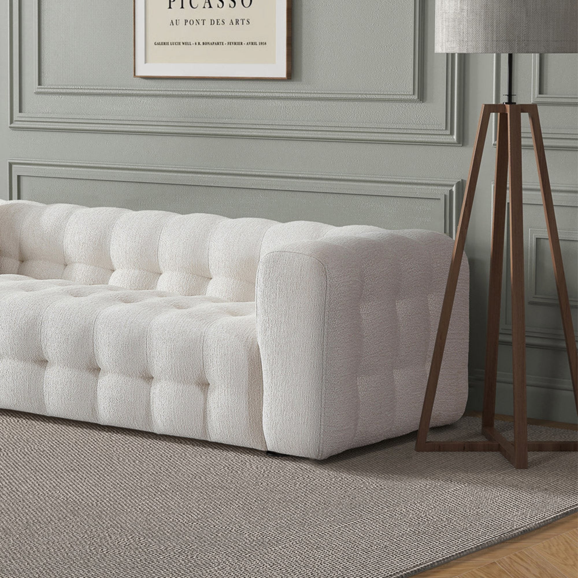 Eden Modern Tufted Chesterfield Boucle Fabric Sofa