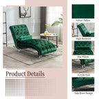 Velvet Chaise Lounge Indoor Chair (Emerald Velvet)