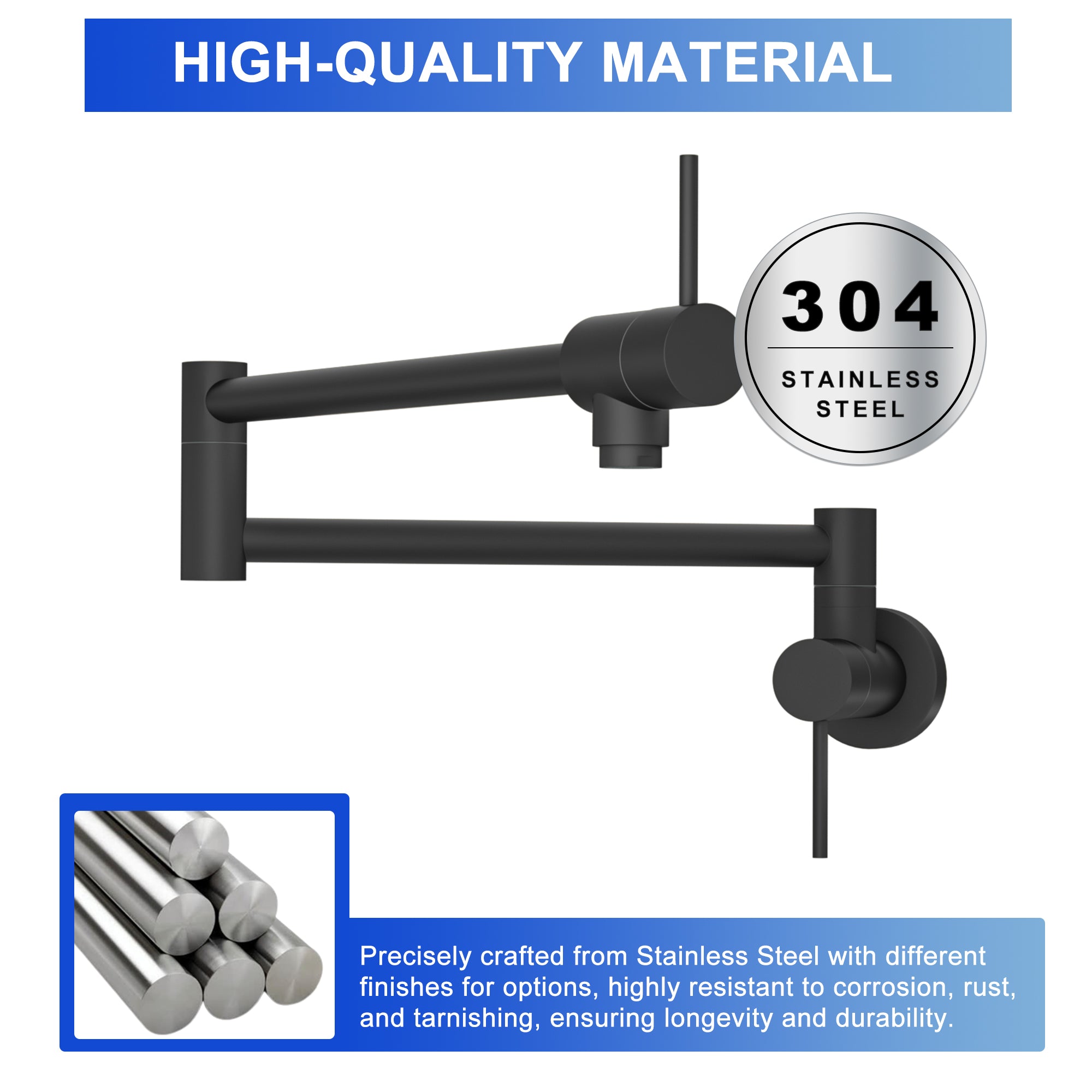 Pot Filler Faucet - Wall Mount Kitchen Sink Faucet