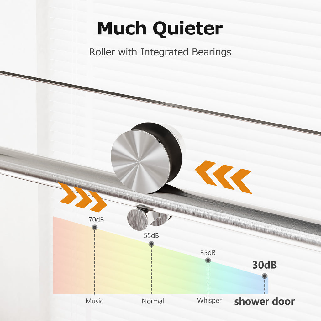 Frameless Single Sliding Shower Doors in Brushed Nickel