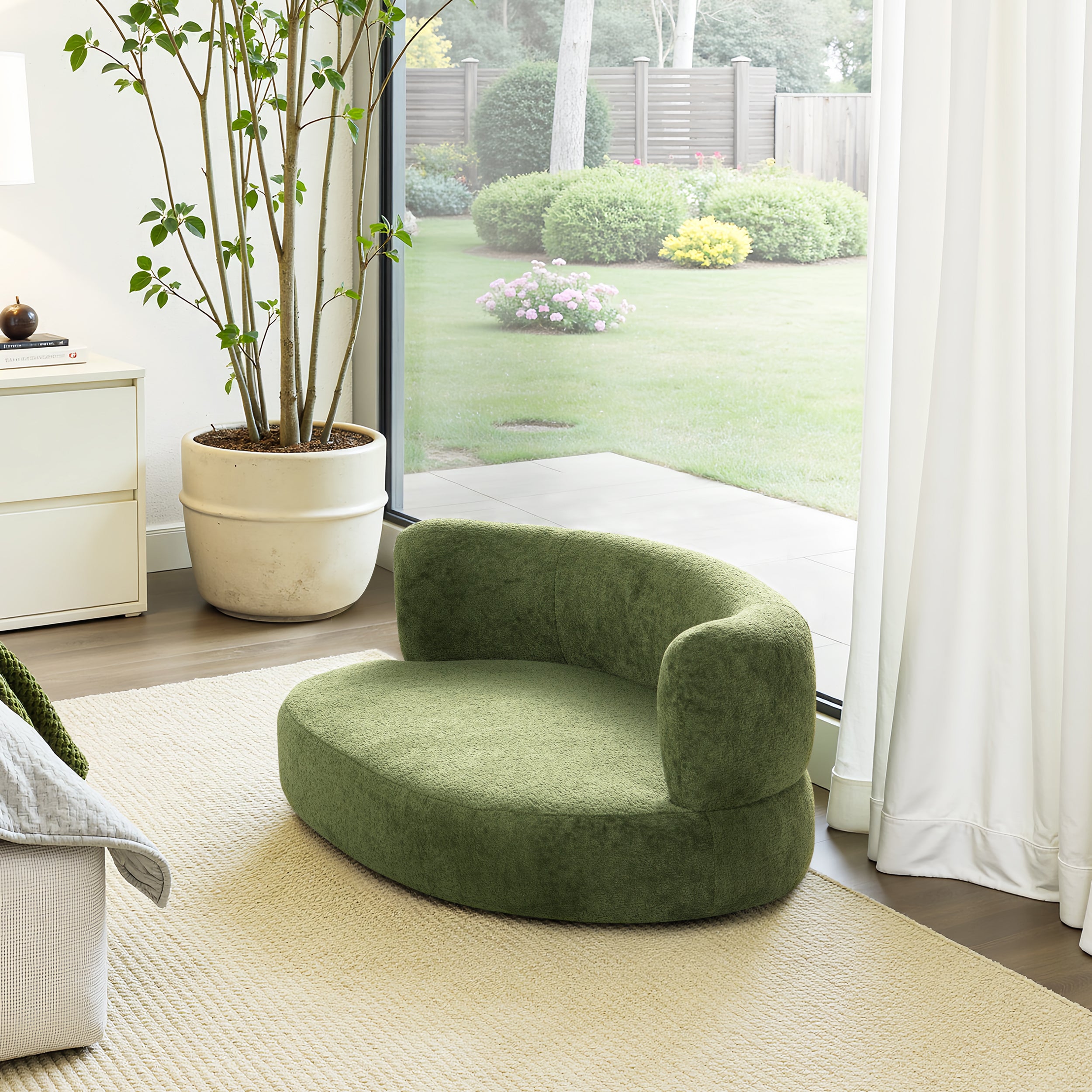 Shep 36" Curved Dog Sofa Bed Medium Moss