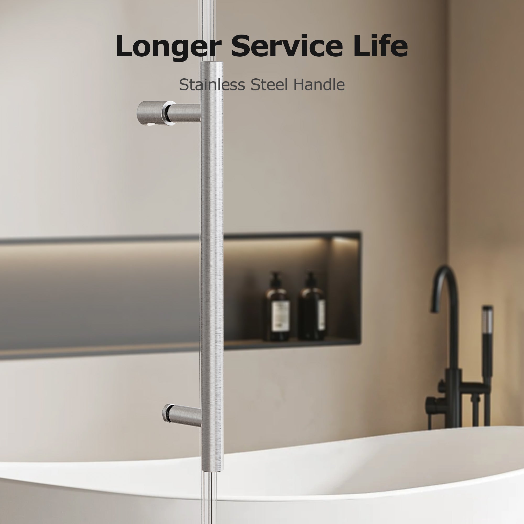 Frameless Single Sliding Shower Doors in Brushed Nickel