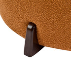 Modish Round Ottoman: Boucle Top with Splayed Rubber Wood Legs, Pumpkin