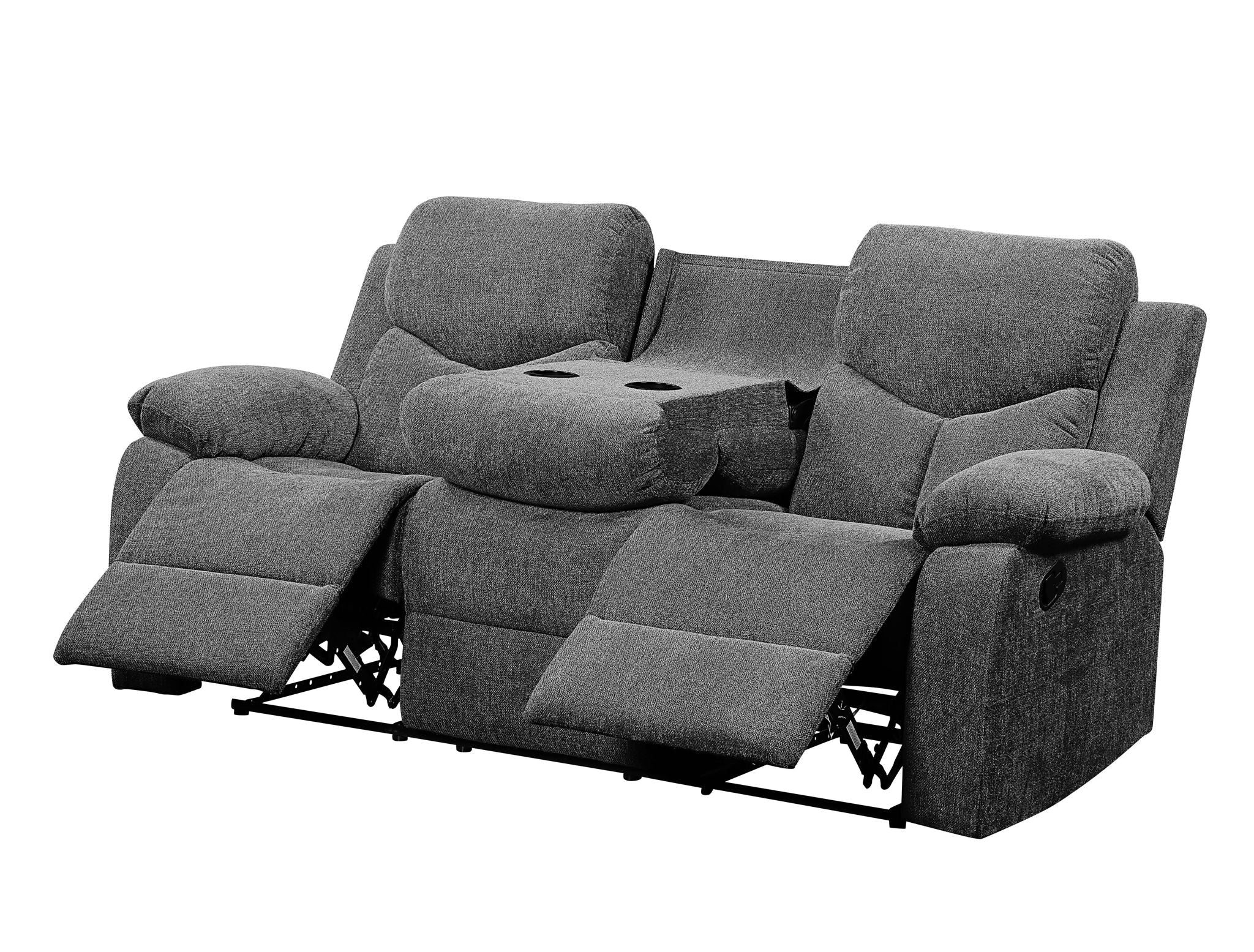 Kalen Chenille Sofa With Drop Down Table - Gray