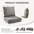6-Inch Thick Outdoor Chair Cushion Set - 2 Pieces