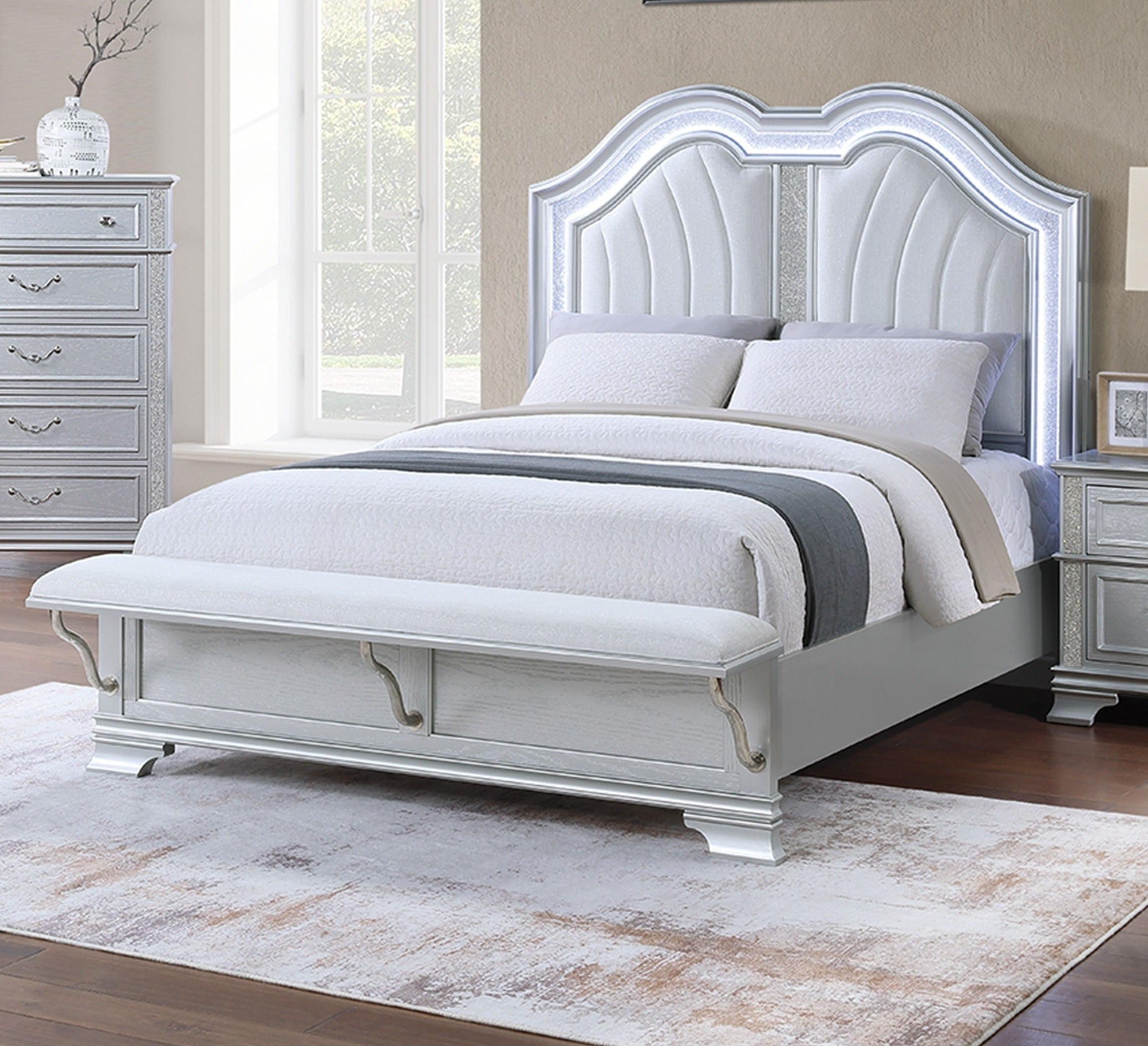 Contemporary Elegant King Size Bed 3-Piece Set