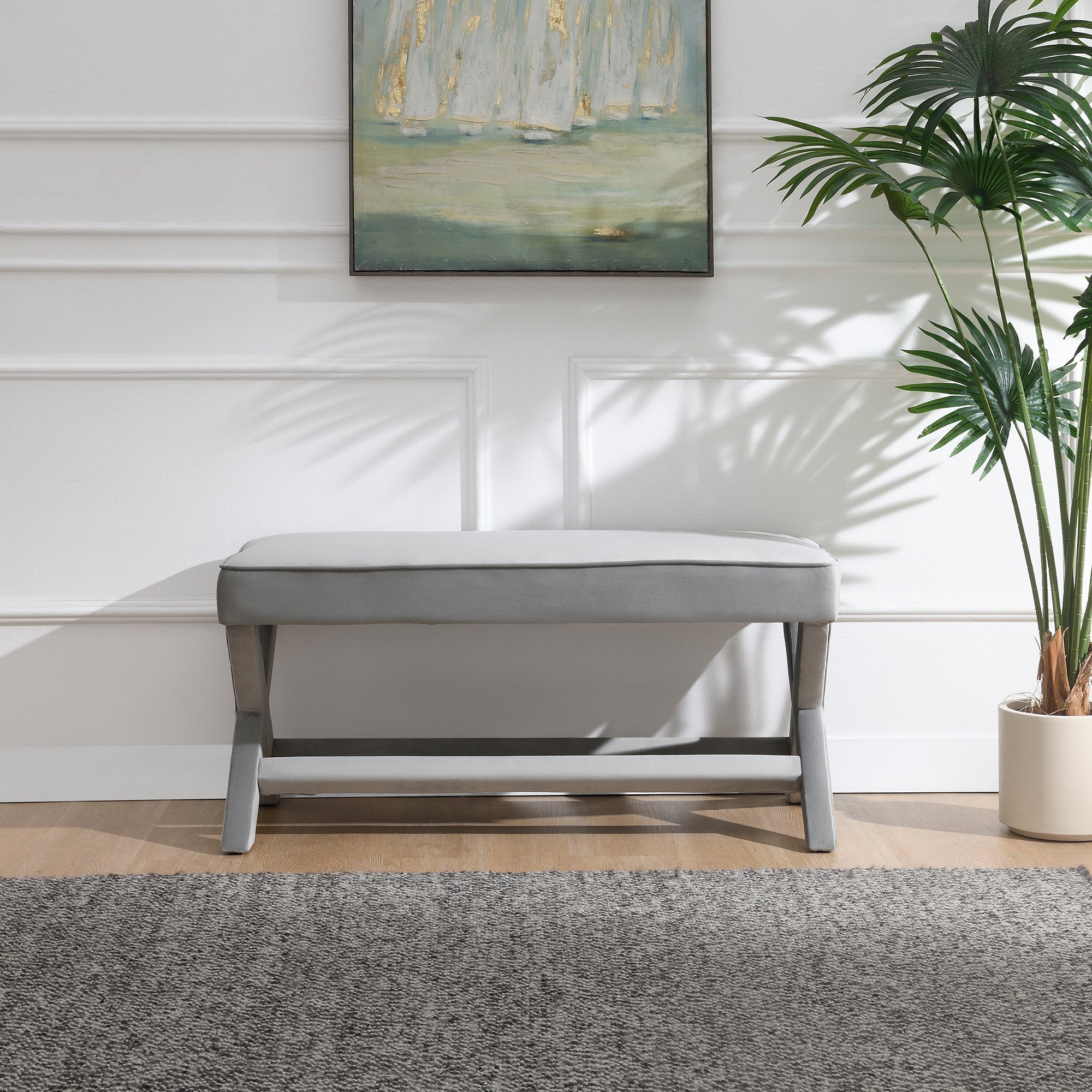 Comfort Double Bench Upholstered in Velvet Fabric