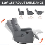 Grey Faux Leather Heat Massage Manual Recliner Chair