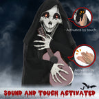HOMCOM 4.3' Outdoor Halloween Decoration Animatronic Guitar-playing Grim Reaper