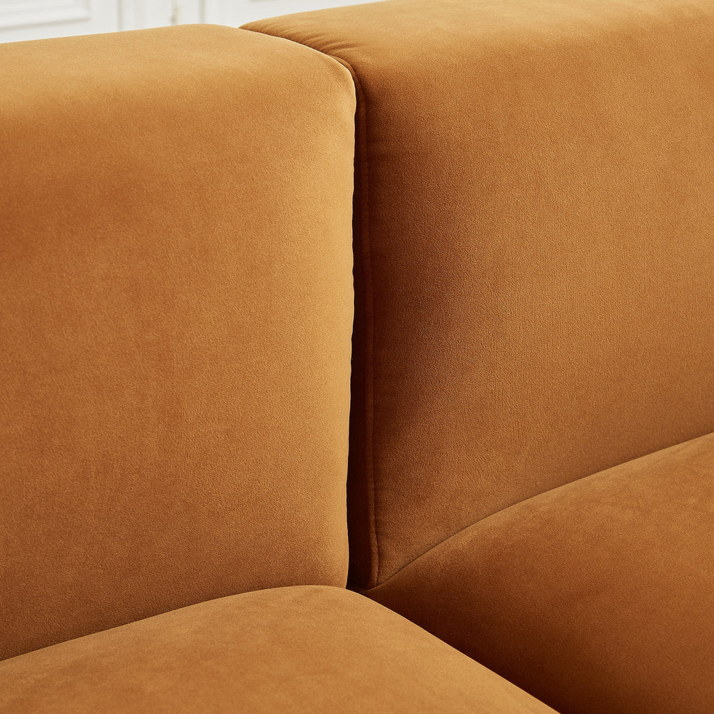Orby Velvet Sectional Sofa Right Facing
