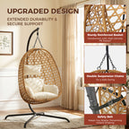 Egg Chair with Stand, Patio Wicker Hanging Chair