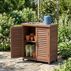 Potting Bench with Storage Cabinet and Metal Table Top