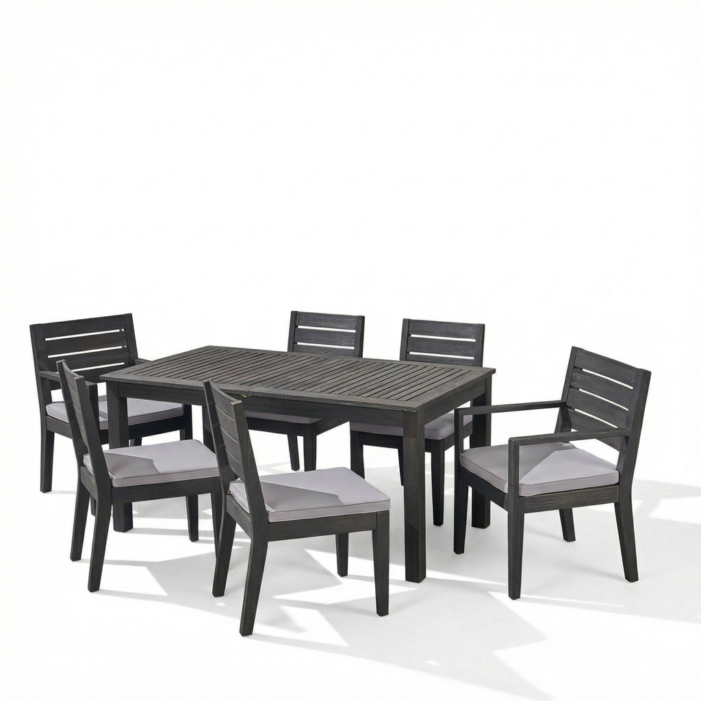 Outdoor Acacia Wood 7 Piece Expandable Dining Set