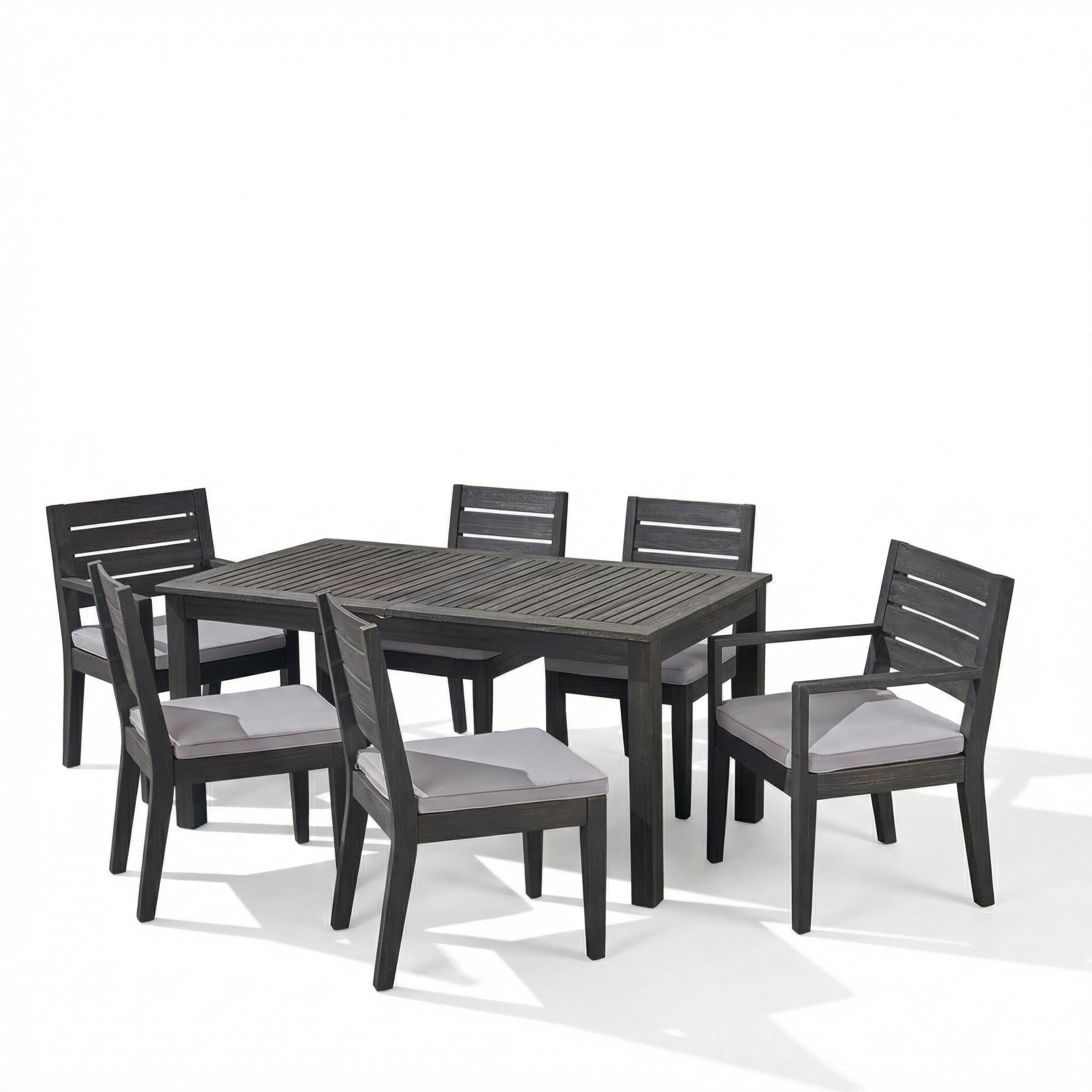 Outdoor Acacia Wood 7 Piece Expandable Dining Set
