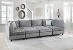 Simona 120" Gray Velvet Modular Sectional Sofa