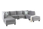 Simona 120" Gray Velvet Modular Sectional Sofa