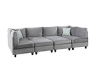 Simona 120" Gray Velvet Modular Sectional Sofa