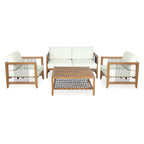 4-Piece Acacia Wood Outdoor Patio Sofa Set