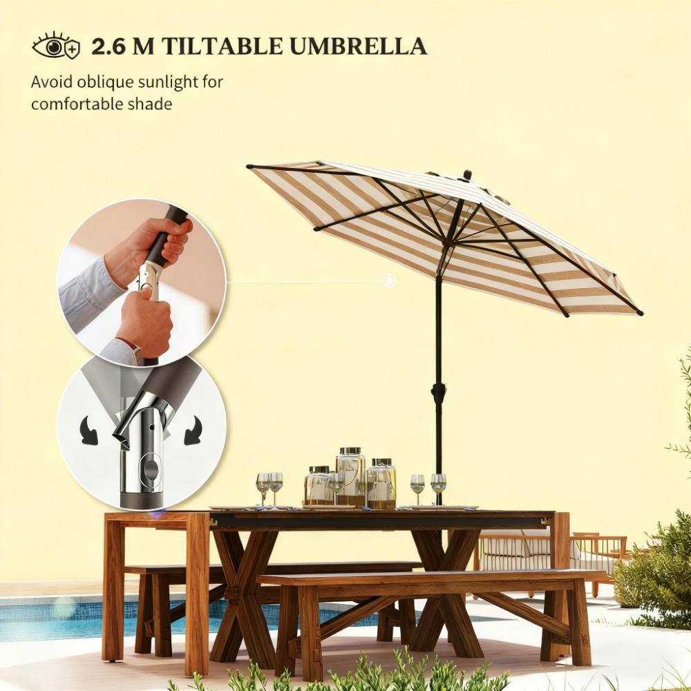 Outdoor Market Umbrella - 8.6 ft Patio Umbrella with Crank