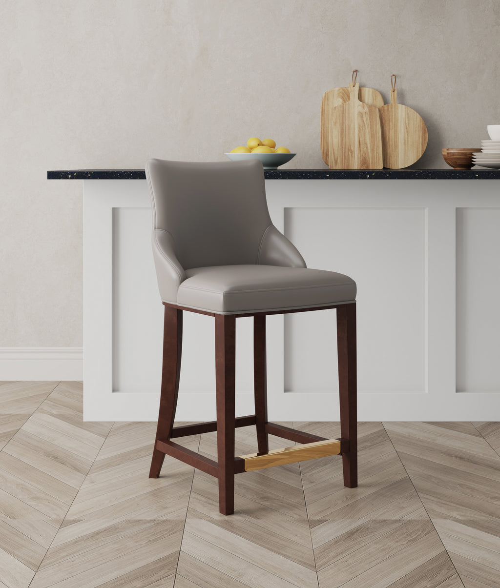 Shubert Wood Upholstered Counter Stool in Dark