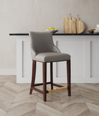 Shubert Wood Upholstered Counter Stool in Dark