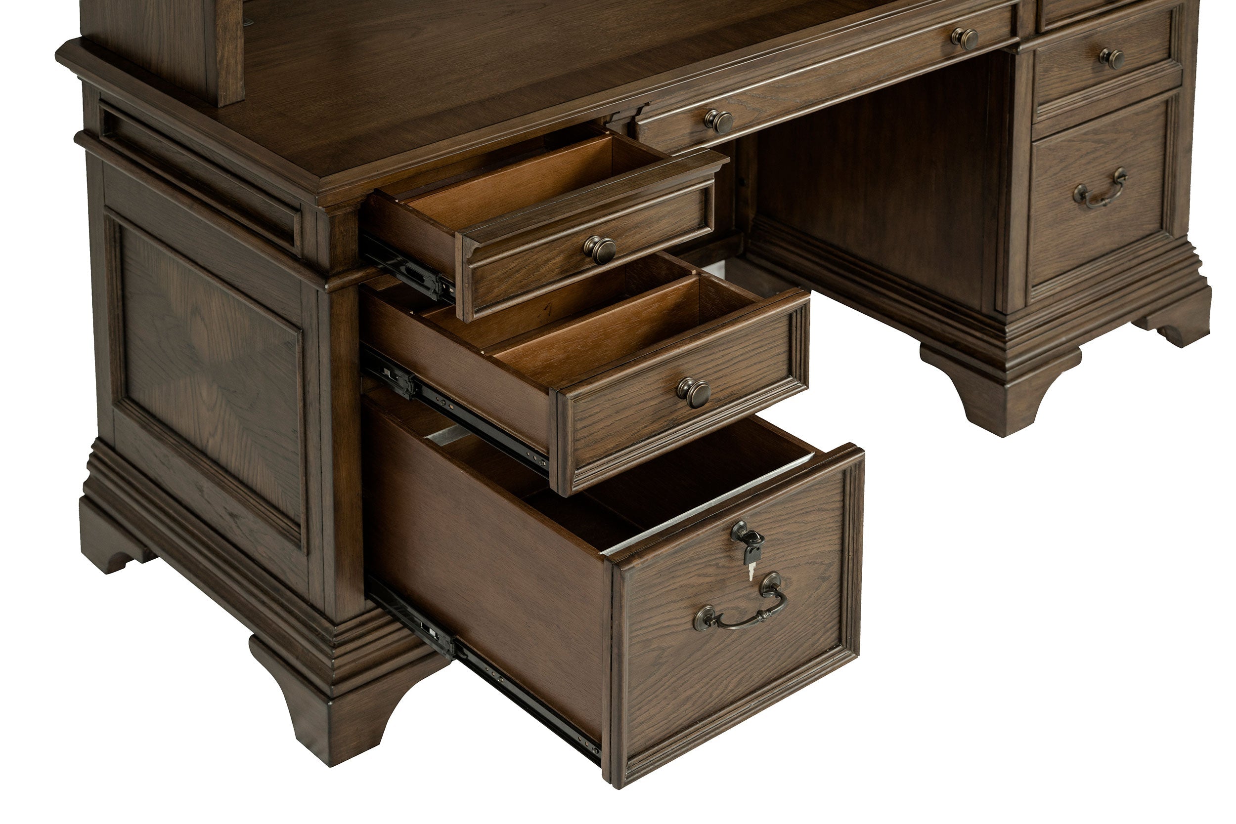 Hartshill 66-inch 5-drawer Credenza Office Desk Burnish Oak-CoasterElevations