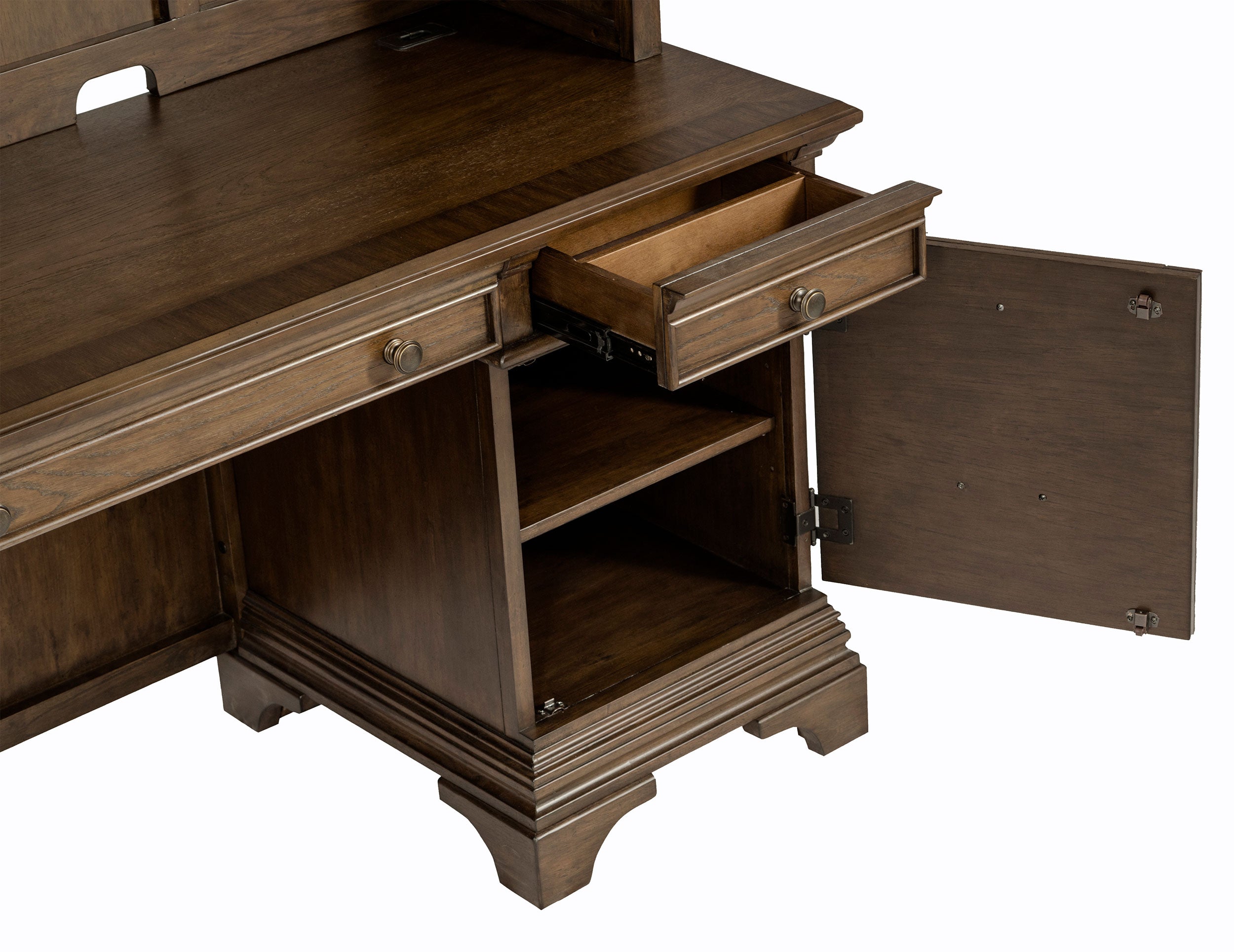 Hartshill 66-inch 5-drawer Credenza Office Desk Burnish Oak-CoasterElevations