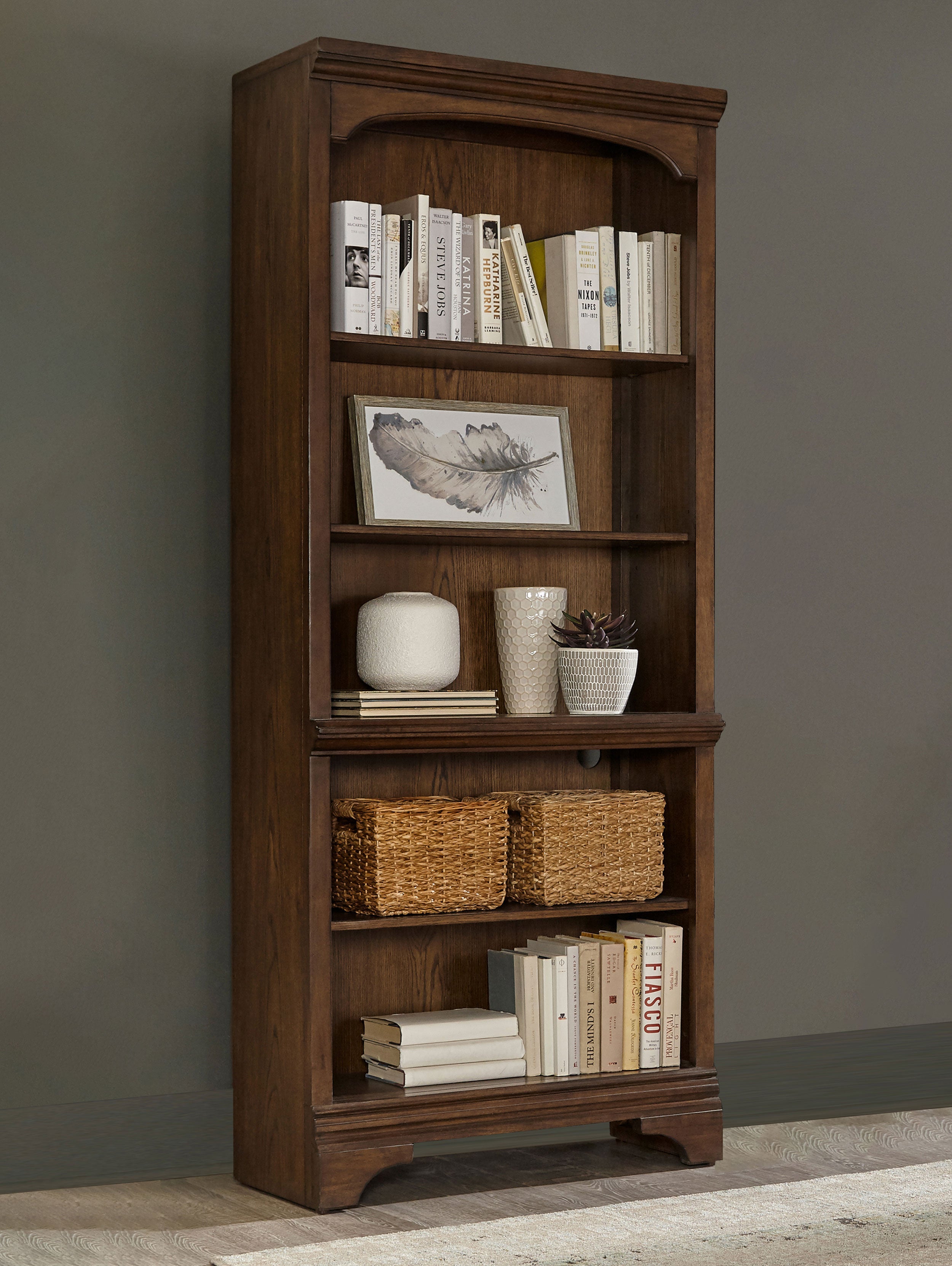 Hartshill 78-inch 5-shelf Bookcase Burnished Oak-CoasterElevations