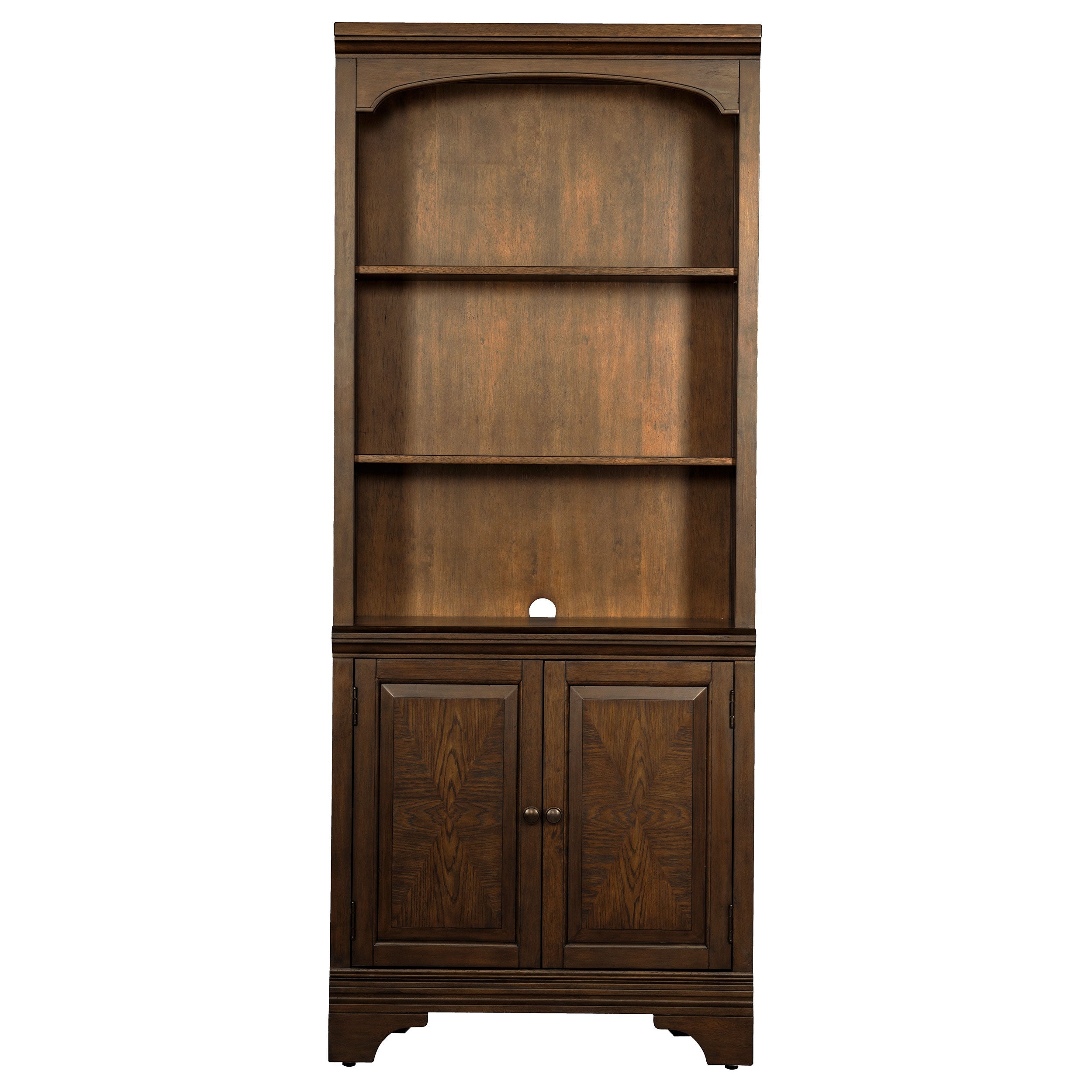 Hartshill 78-inch 3-shelf Cabinet Bookcase Burnished Oak-CoasterElevations