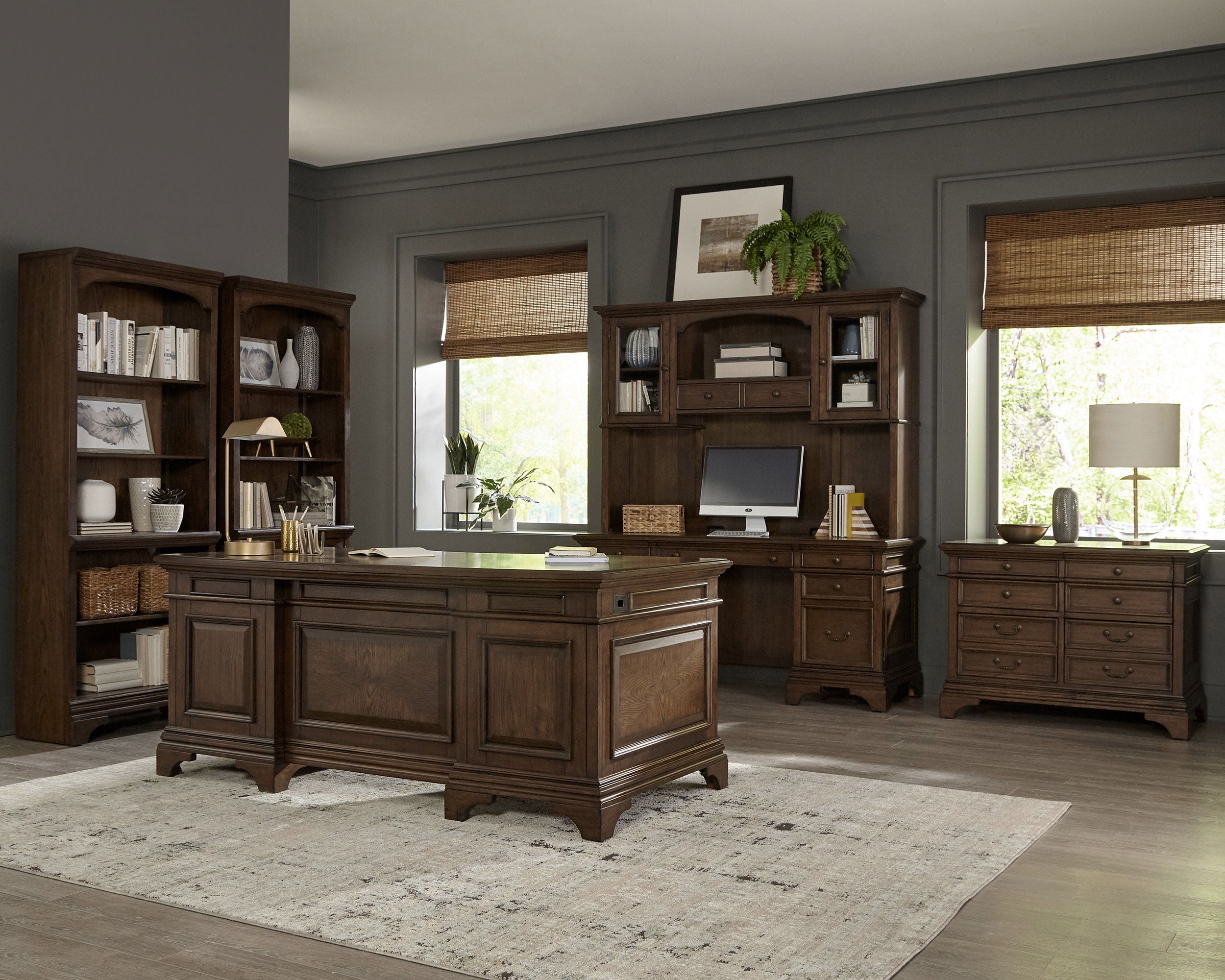 Hartshill 78-inch 3-shelf Cabinet Bookcase Burnished Oak-CoasterElevations