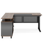 63" L-Shaped Executive Desk with File Cabinet