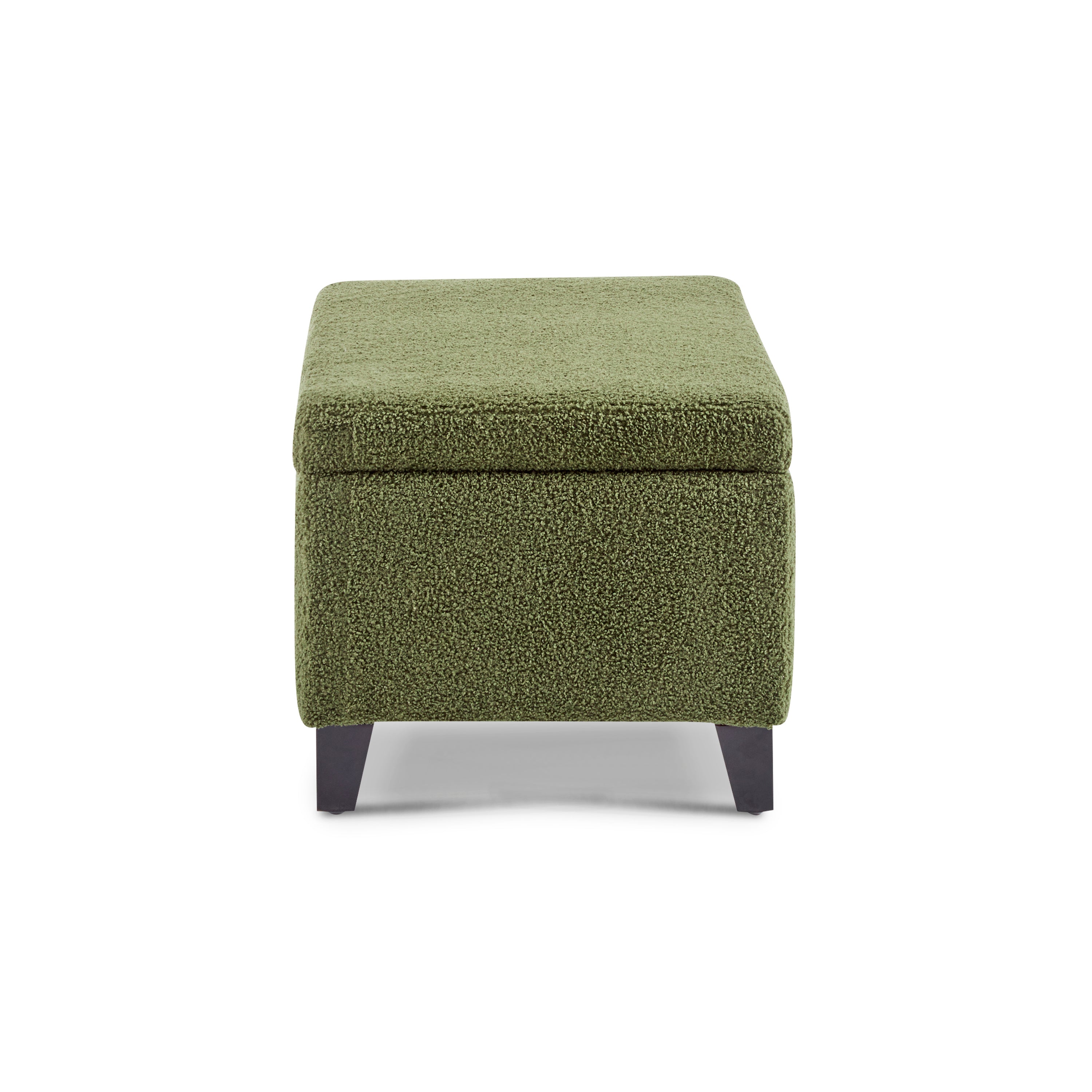 Storage Ottoman with Flip-Top Lid, Easy Assembly, Boucle Fabric & Rubber Wood Legs, Retro