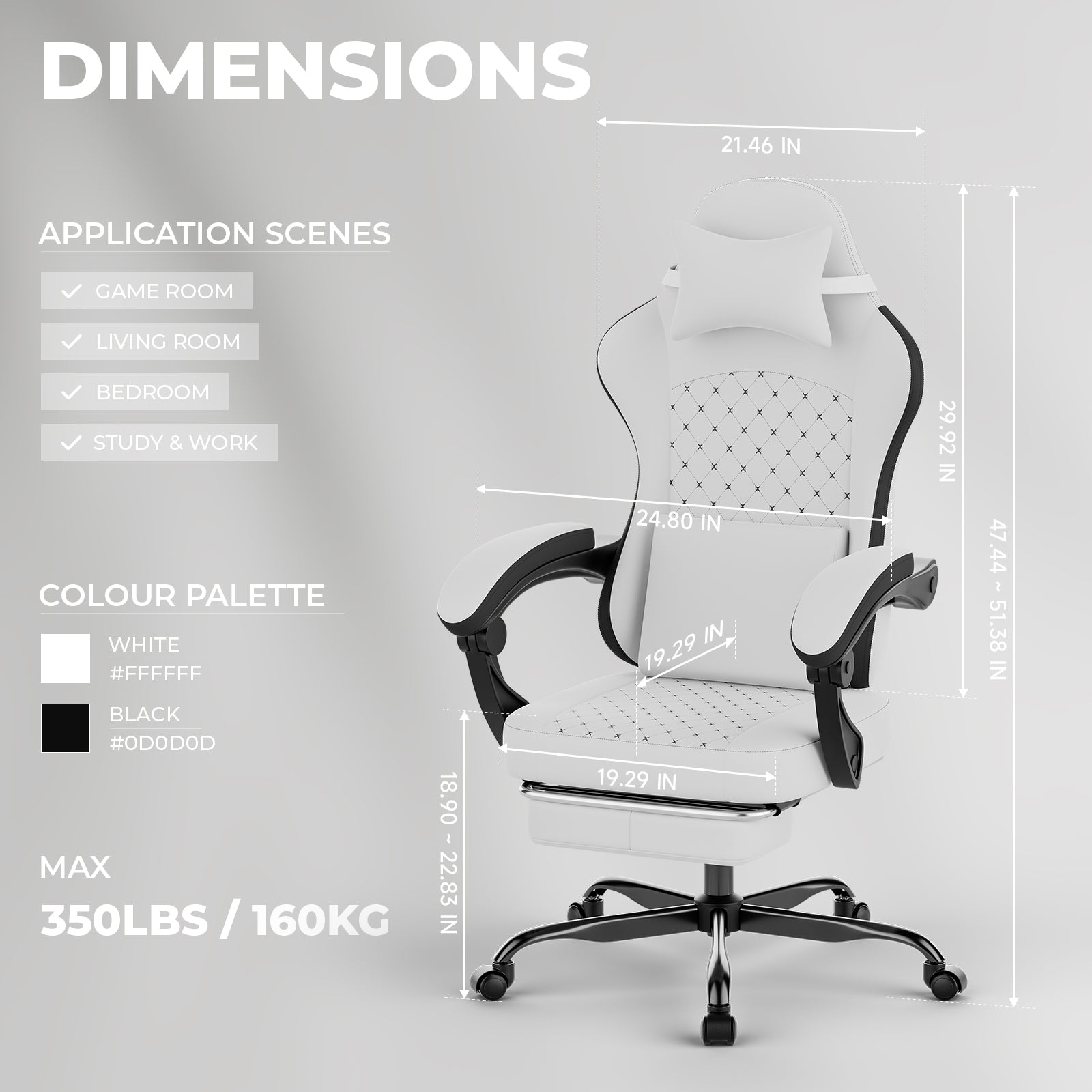 Ergonomic Gaming Chair with Massage, Footrest, and Lumbar Support