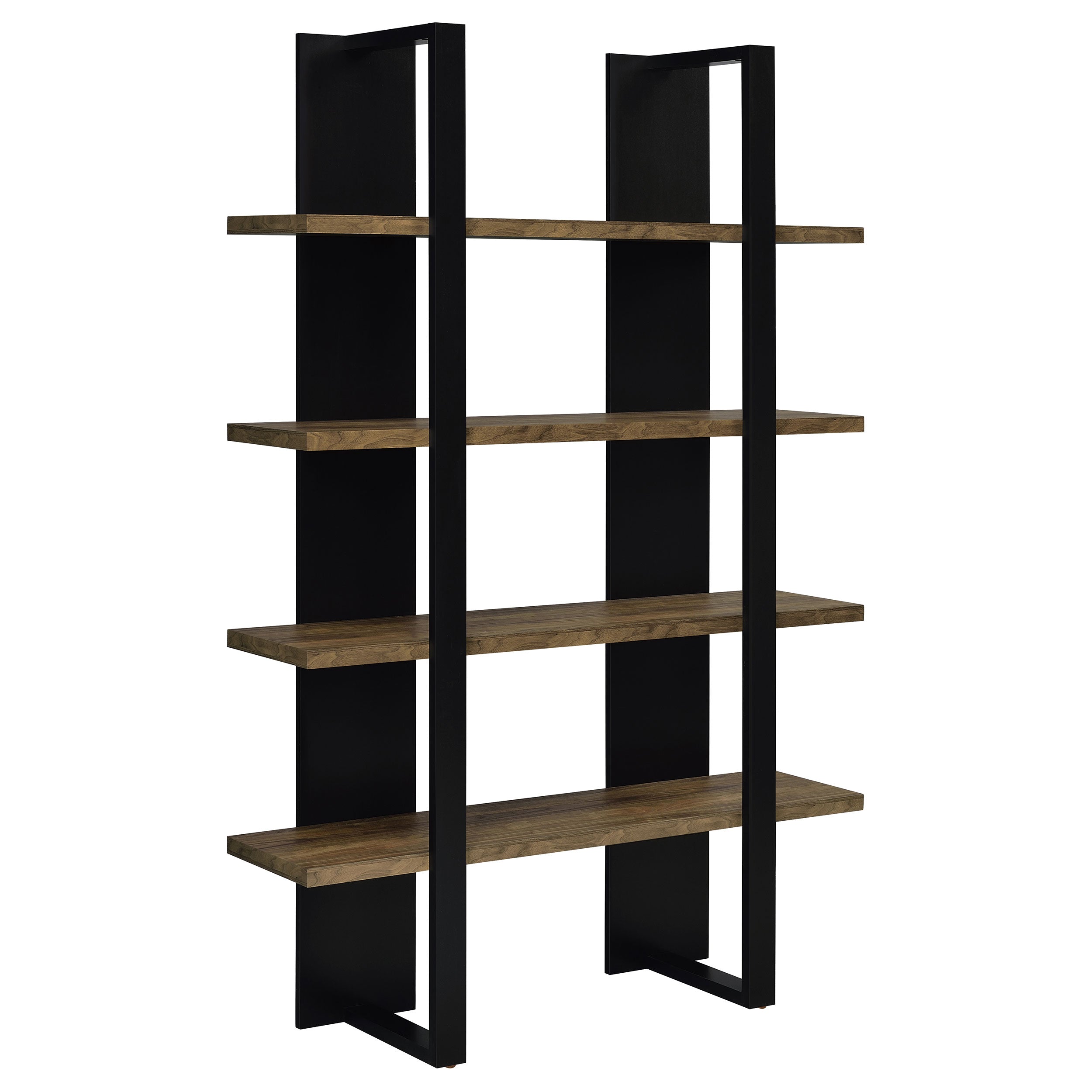 Danbrook 71-inch 4-shelf Bookshelf Black and Aged Walnut-CoasterEveryday