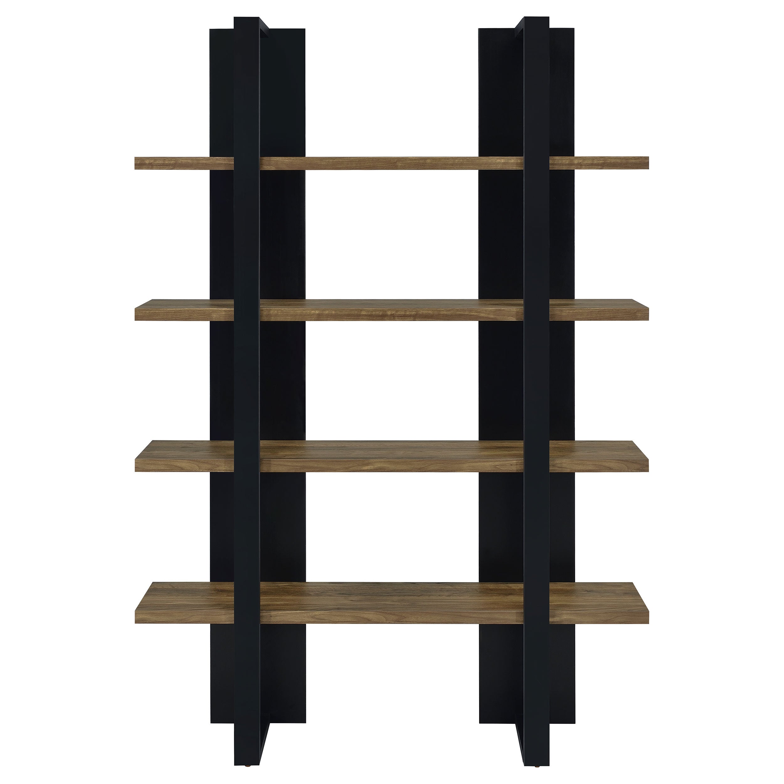 Danbrook 71-inch 4-shelf Bookshelf Black and Aged Walnut-CoasterEveryday