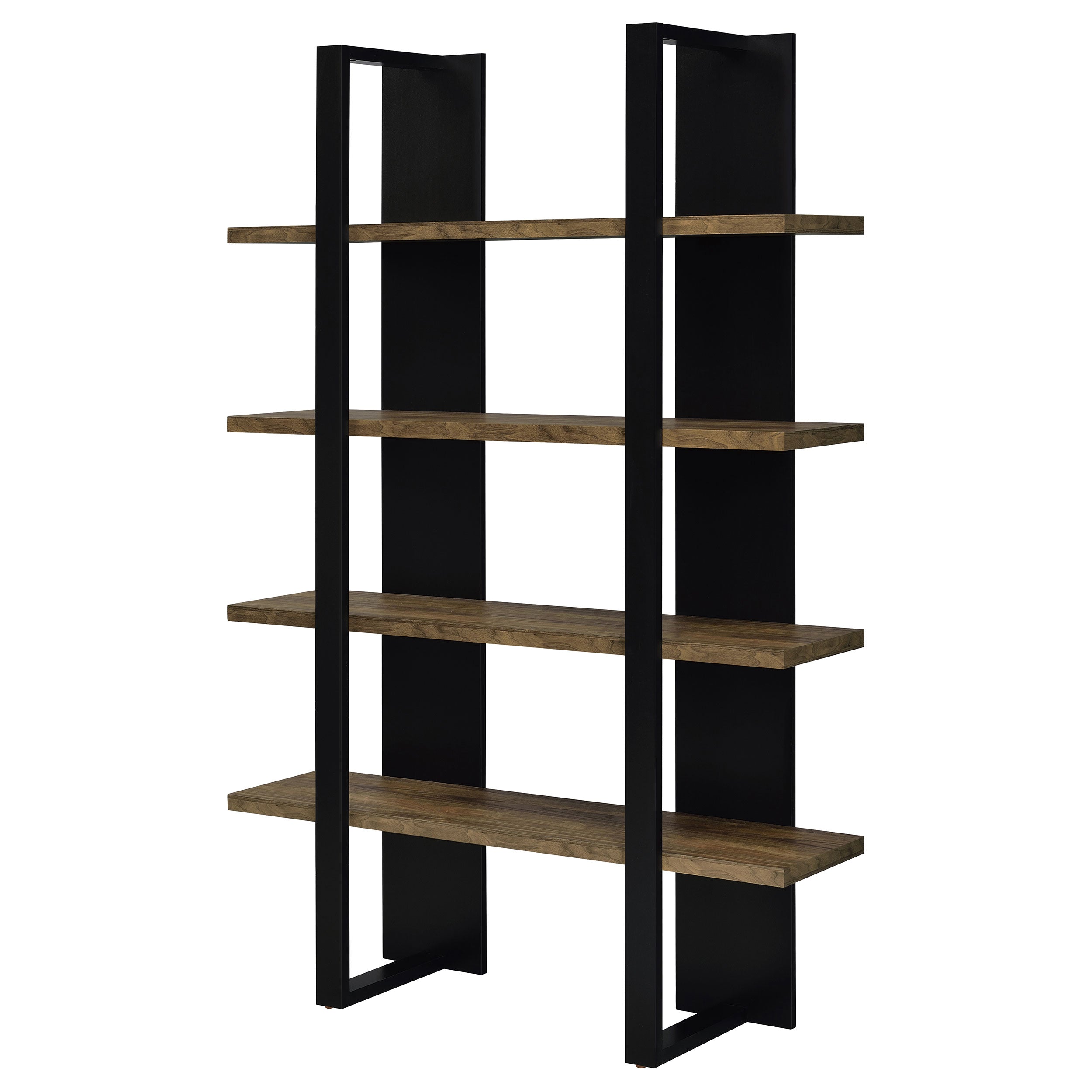 Danbrook 71-inch 4-shelf Bookshelf Black and Aged Walnut-CoasterEveryday