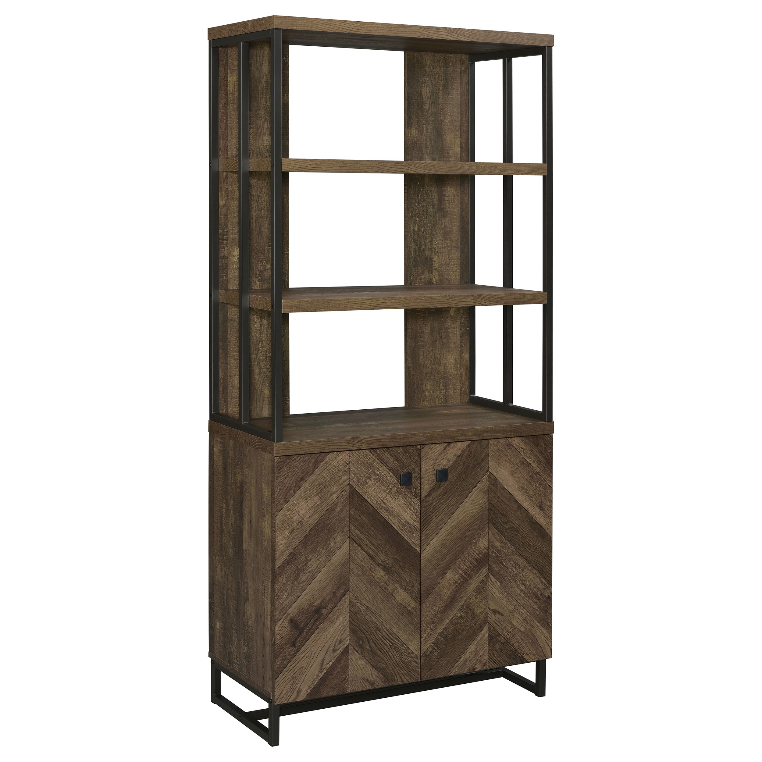 Millbrook 71-inch 2-door Storage Bookshelf Rustic Oak-CoasterEveryday