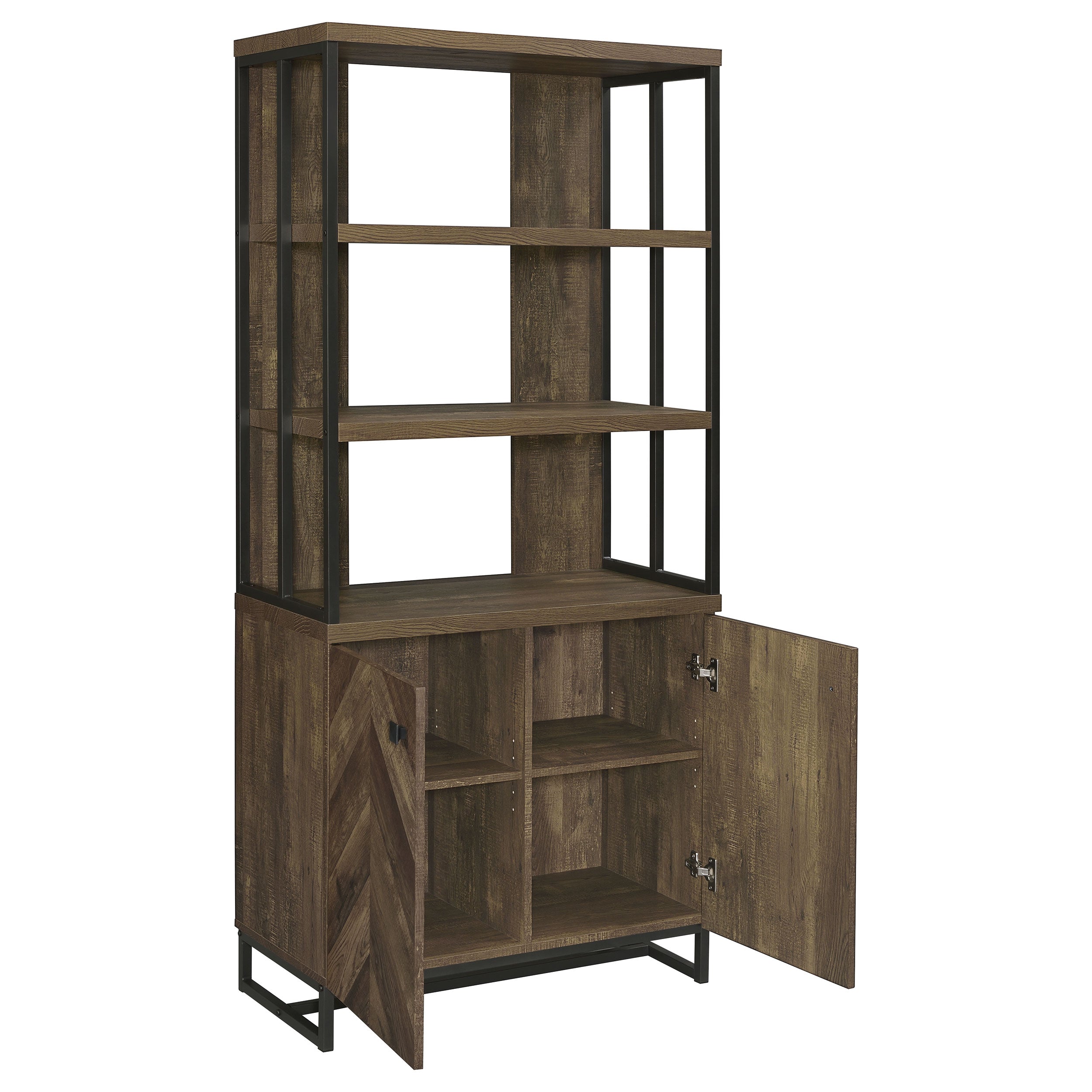 Millbrook 71-inch 2-door Storage Bookshelf Rustic Oak-CoasterEveryday