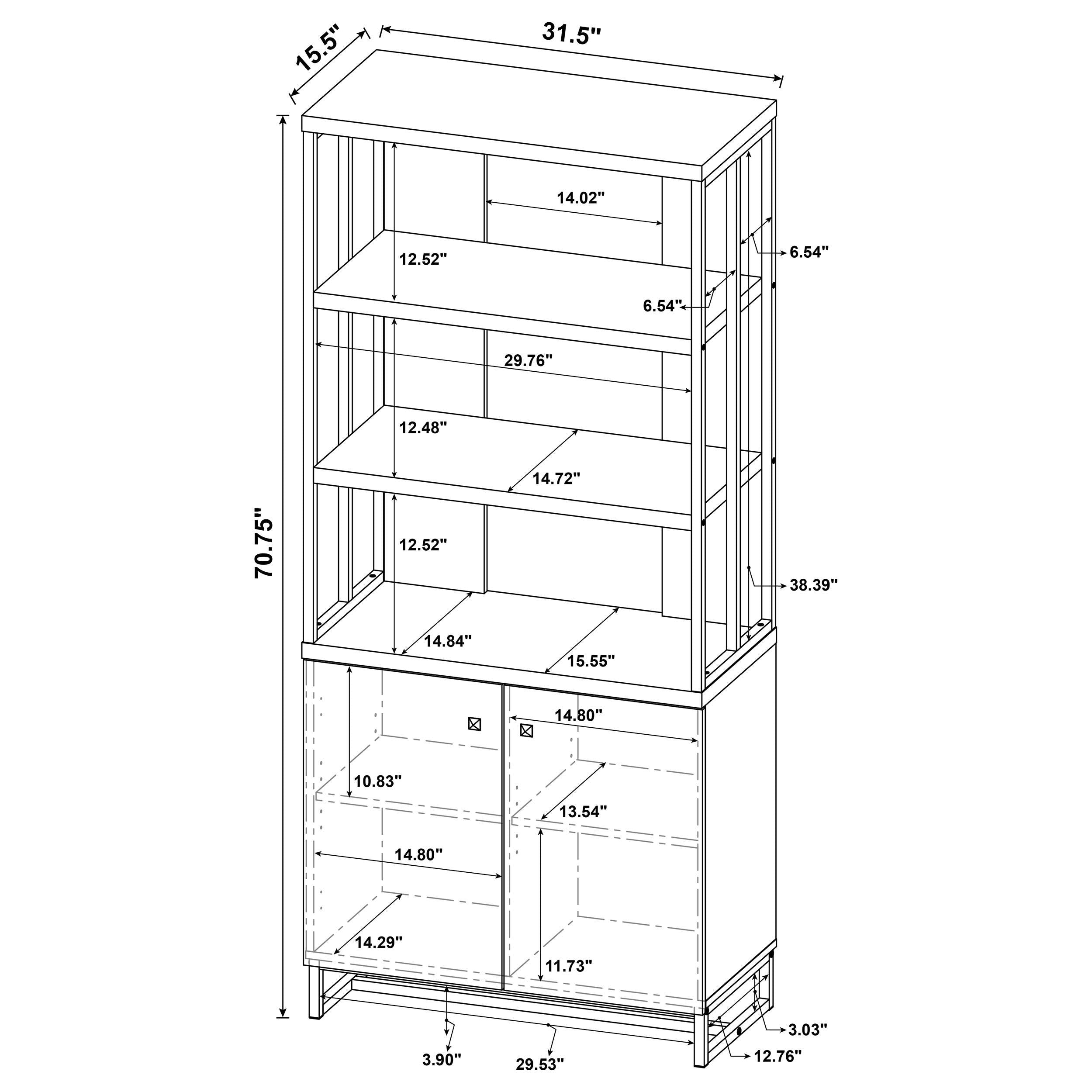 Millbrook 71-inch 2-door Storage Bookshelf Rustic Oak-CoasterEveryday