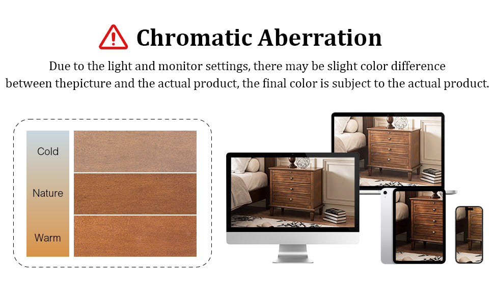 Farmhouse 3 Drawer Nightstand with Charging Station, Wood Dresser Chest of Drawers with USB & Type-C Port & 2 AC Outlets, Vintage