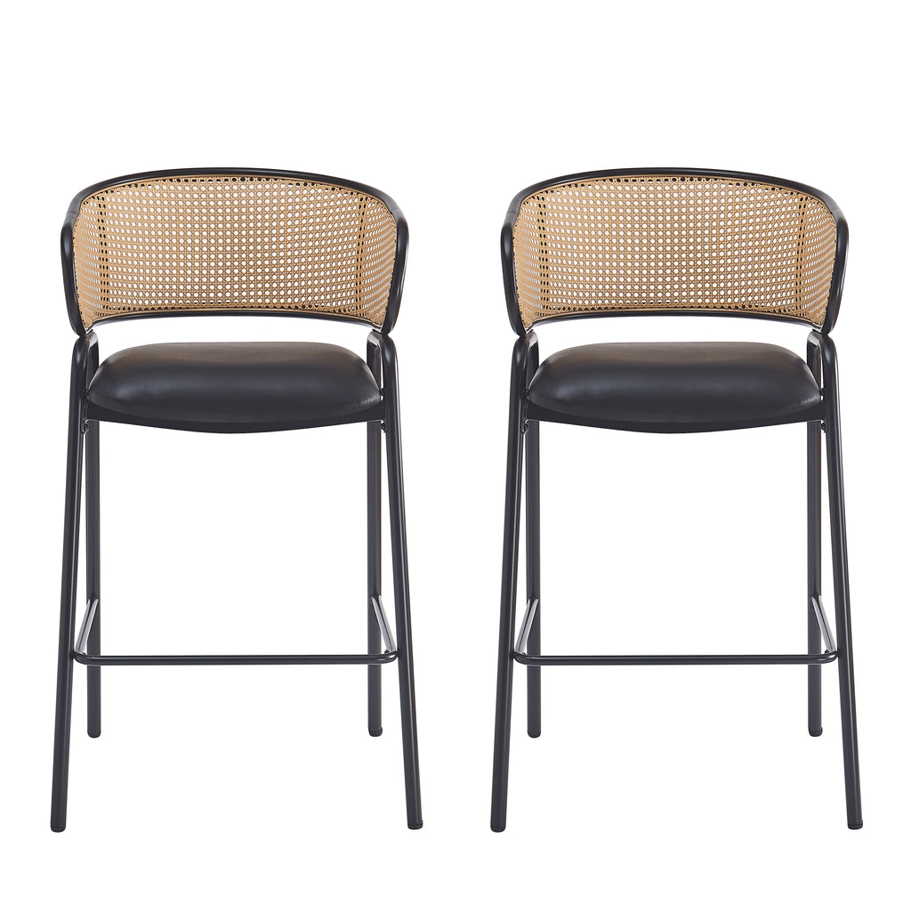 Ethan Indoor Metal Upholstered Barstool Set of 2