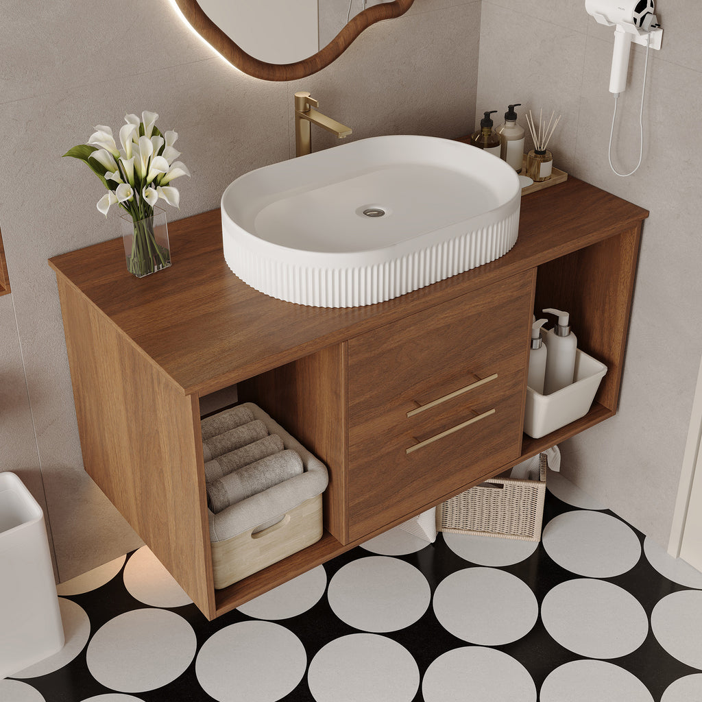 Wall-Mounted Bathroom Vanity with Ceramic Sink