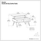 Hunter 36 Inch Wide Solid Wood Small Lift Top Coffee Table