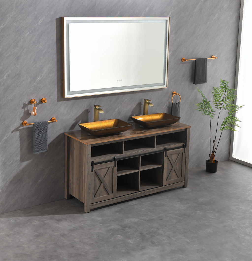 60 x 36 Inch LED Bathroom Mirror with Aluminum Frame