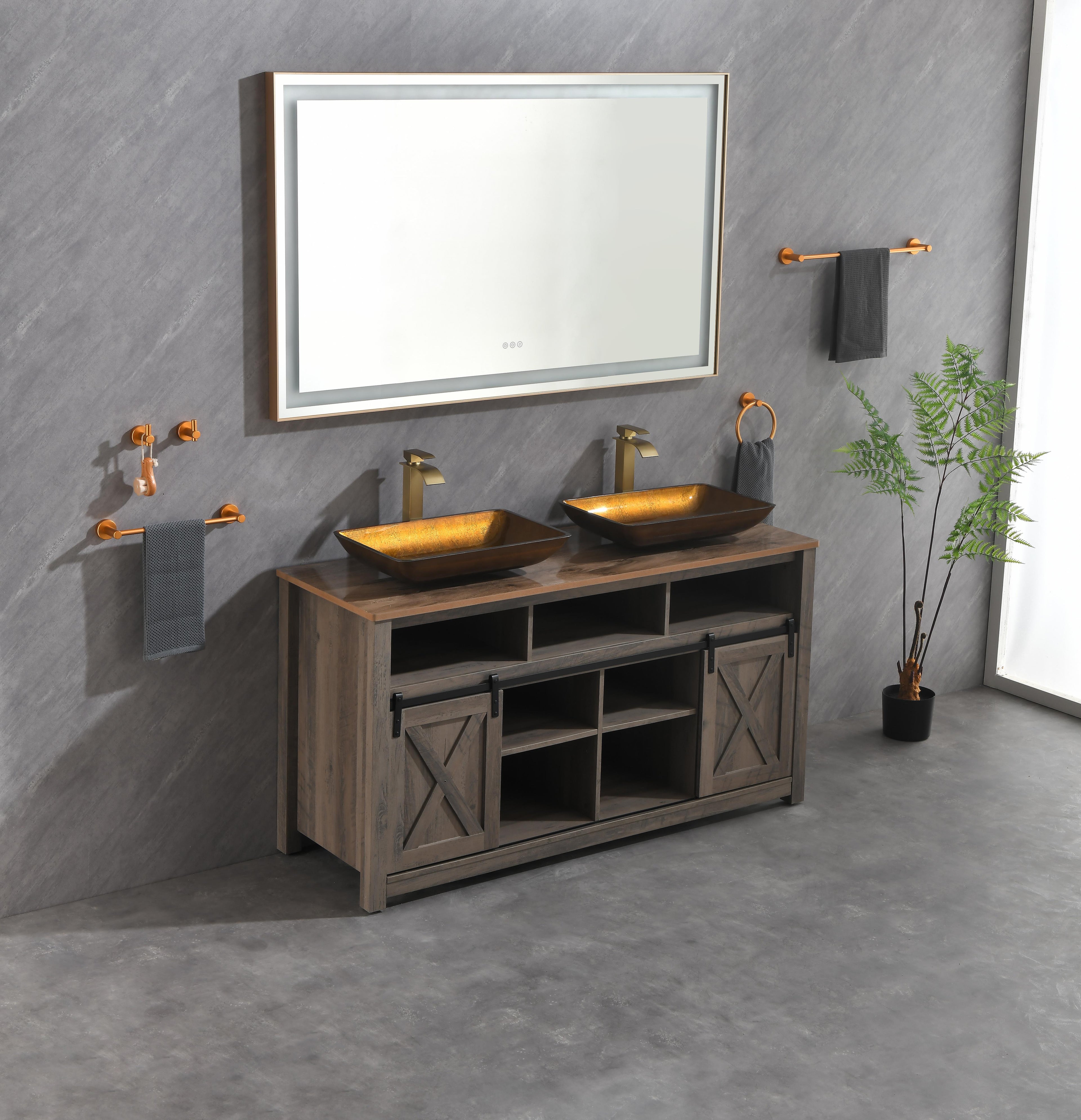60 x 36 Inch LED Bathroom Mirror with Aluminum Frame