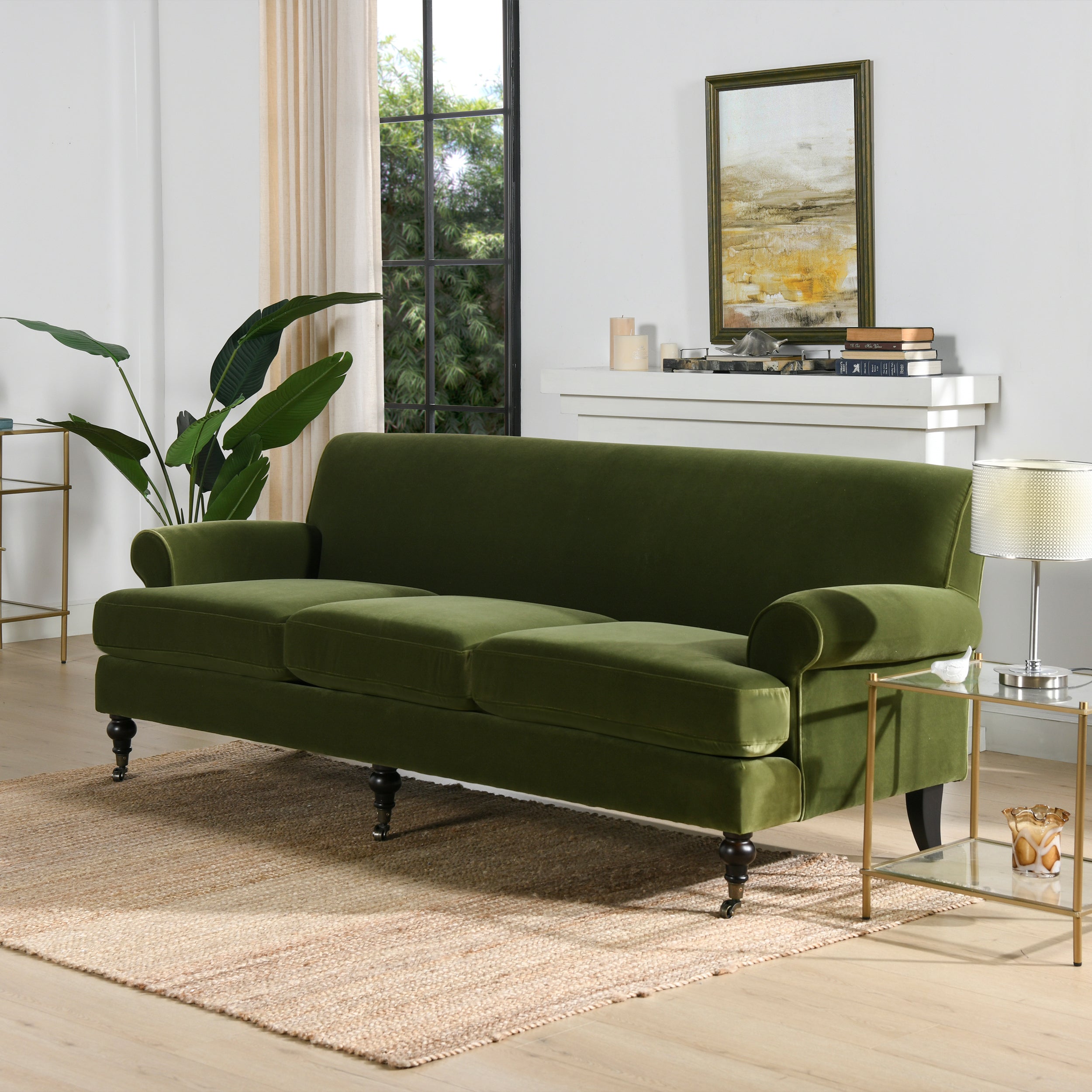 Alana Lawson Three-Cushion Tightback Sofa, Olive